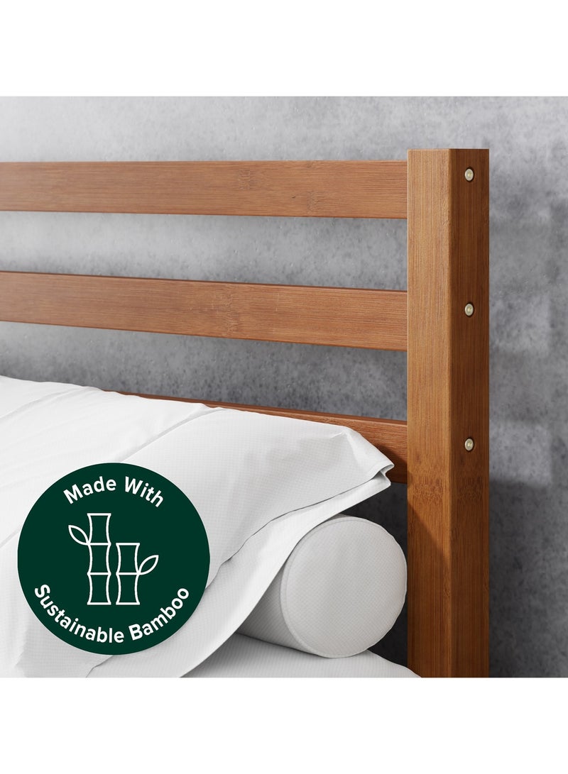 Zinus Leah Bamboo | Queen Platform Bed Frame | Slatted Headboard | Wooden Slat Support | No Box Spring Required | Easy Assembly | 200L × 160W CM| - Image 3